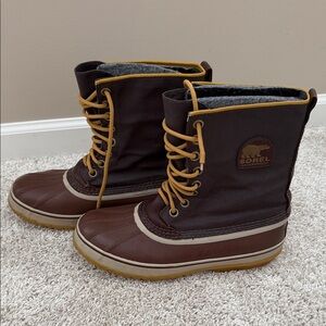 Men’s Sorel Dark Brown and Tan Lace-Up Boots
